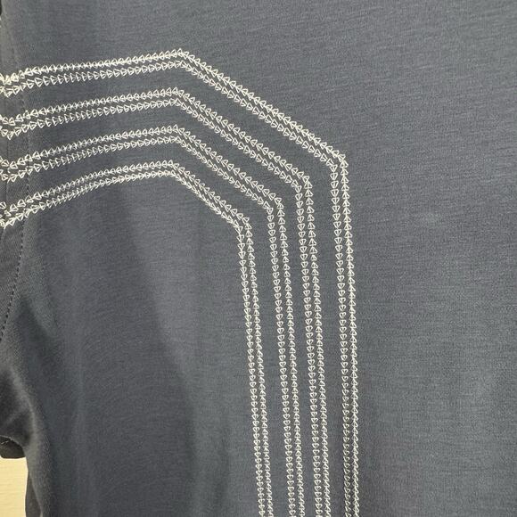 REISS Men’s Short Sleeve Cuban Collar Shirt Large Blue Embroidered Cotton - Picture 7 of 10